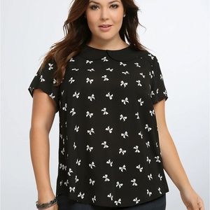 Torrid Bow Print Georgette Top NWT
